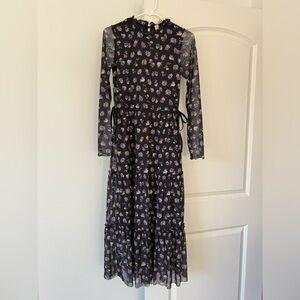 H&M Black Floral Long Sleeve Dress